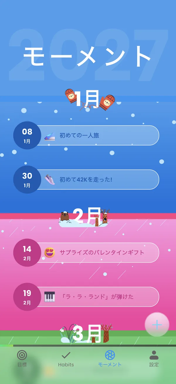 1月と2月のモーメント