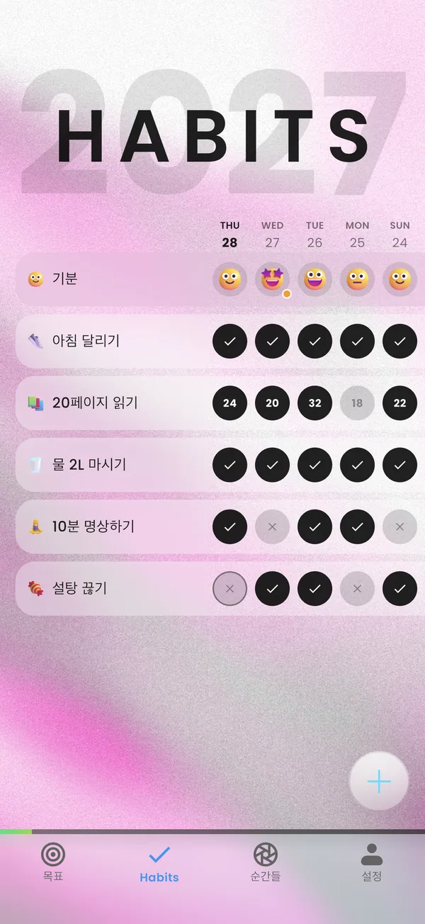일주일 동안 체크한 매일의 습관
